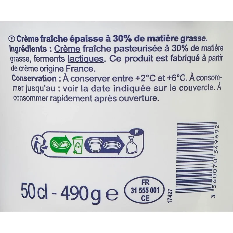 Crème Fraîche Epaisse 30% Mat.Gr. Le pot de 50cL – Image 5