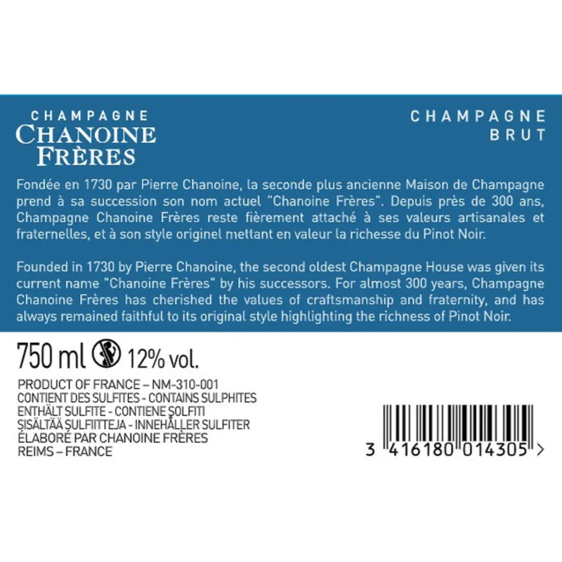 Vin Blanc Champagne Brut CHANOINE FRERES – Image 3